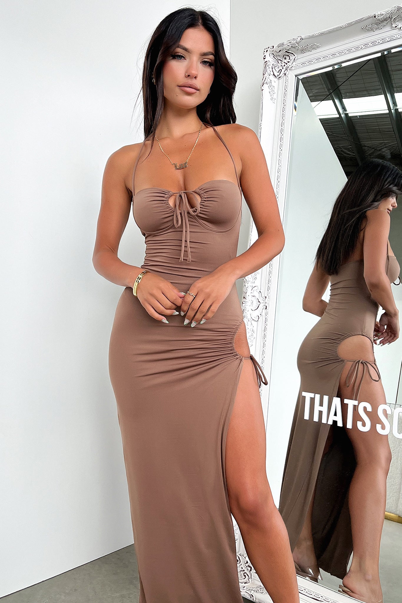 Imana Maxi Dress - Brązowa