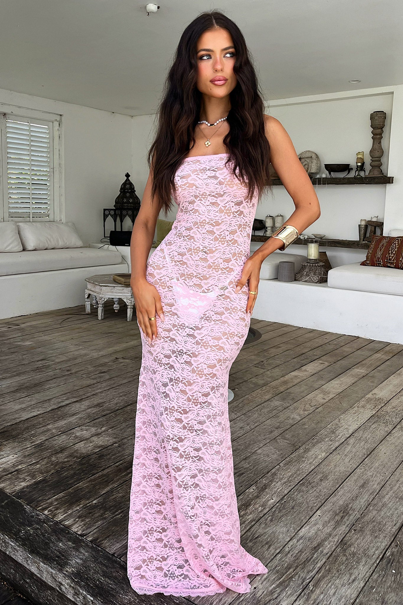 Veradi Maxi Dress - Pudrowy Róż