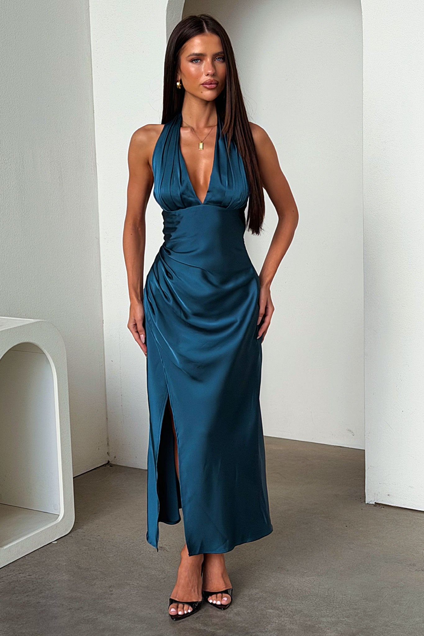 Avalea Halterneck Maxi Dress - Szmaragdowa