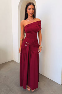 Aveline Strapless Wrap Maxi Dress - Bordowa