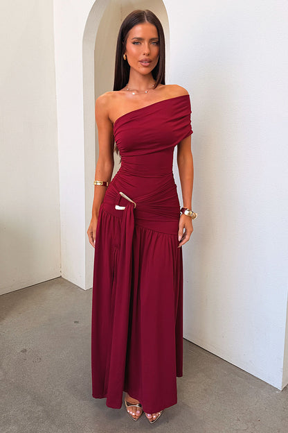 Aveline Strapless Wrap Maxi Dress - Bordowa