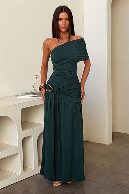 Aveline Strapless Wrap Maxi Dress - Szmaragdowa
