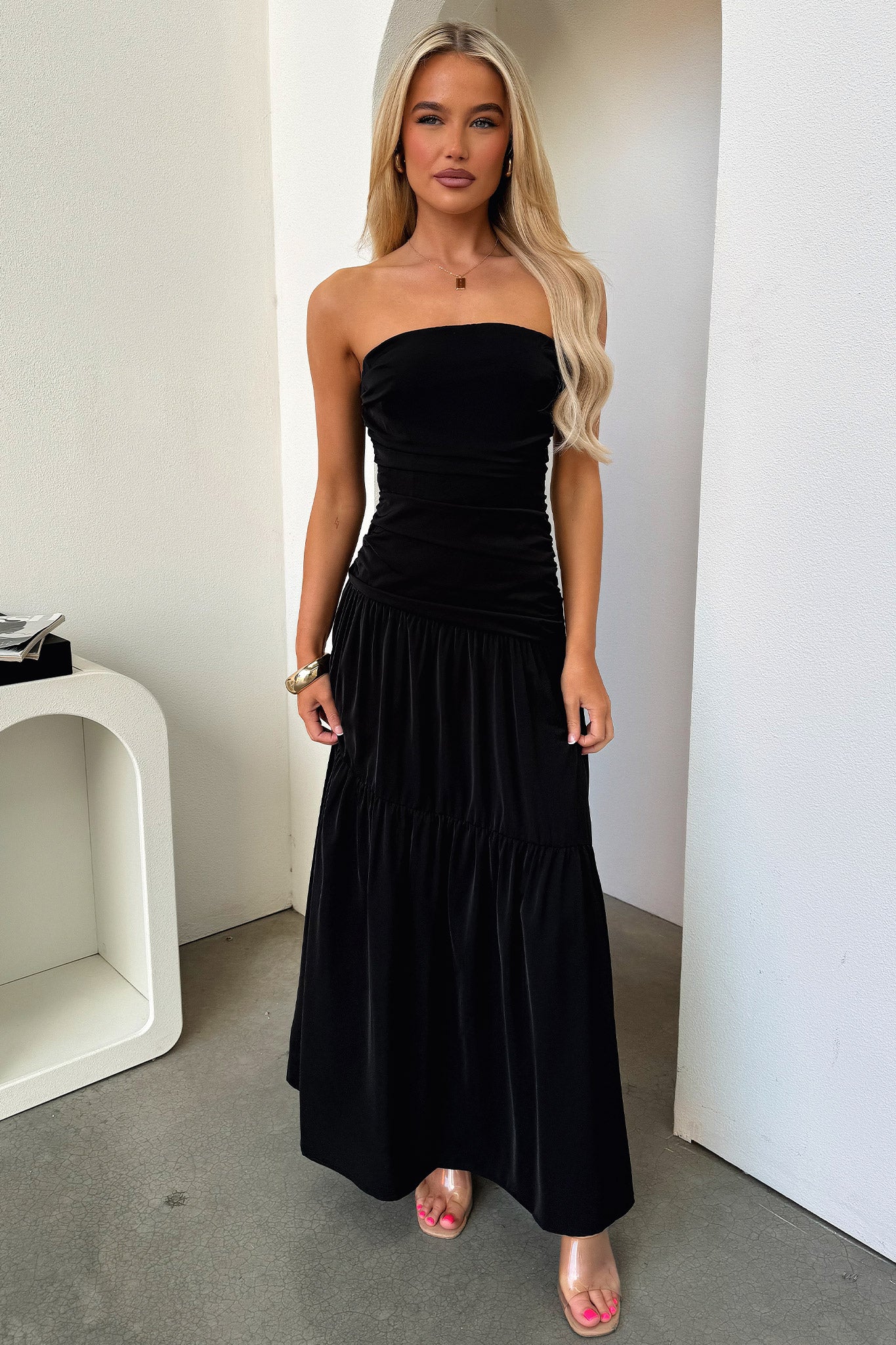 Charlotte Strapless Maxi Dress - Czarna