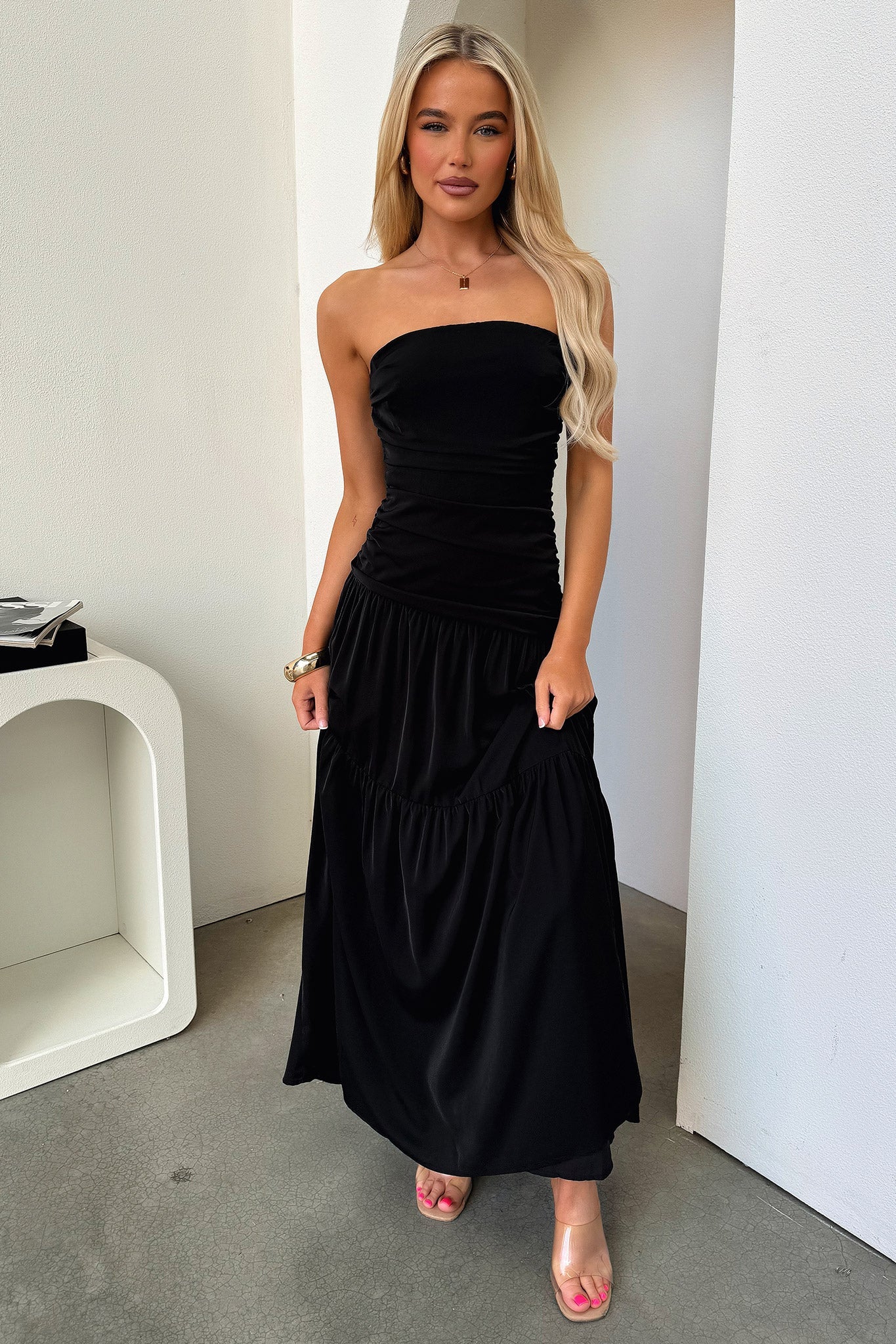 Charlotte Strapless Maxi Dress - Czarna