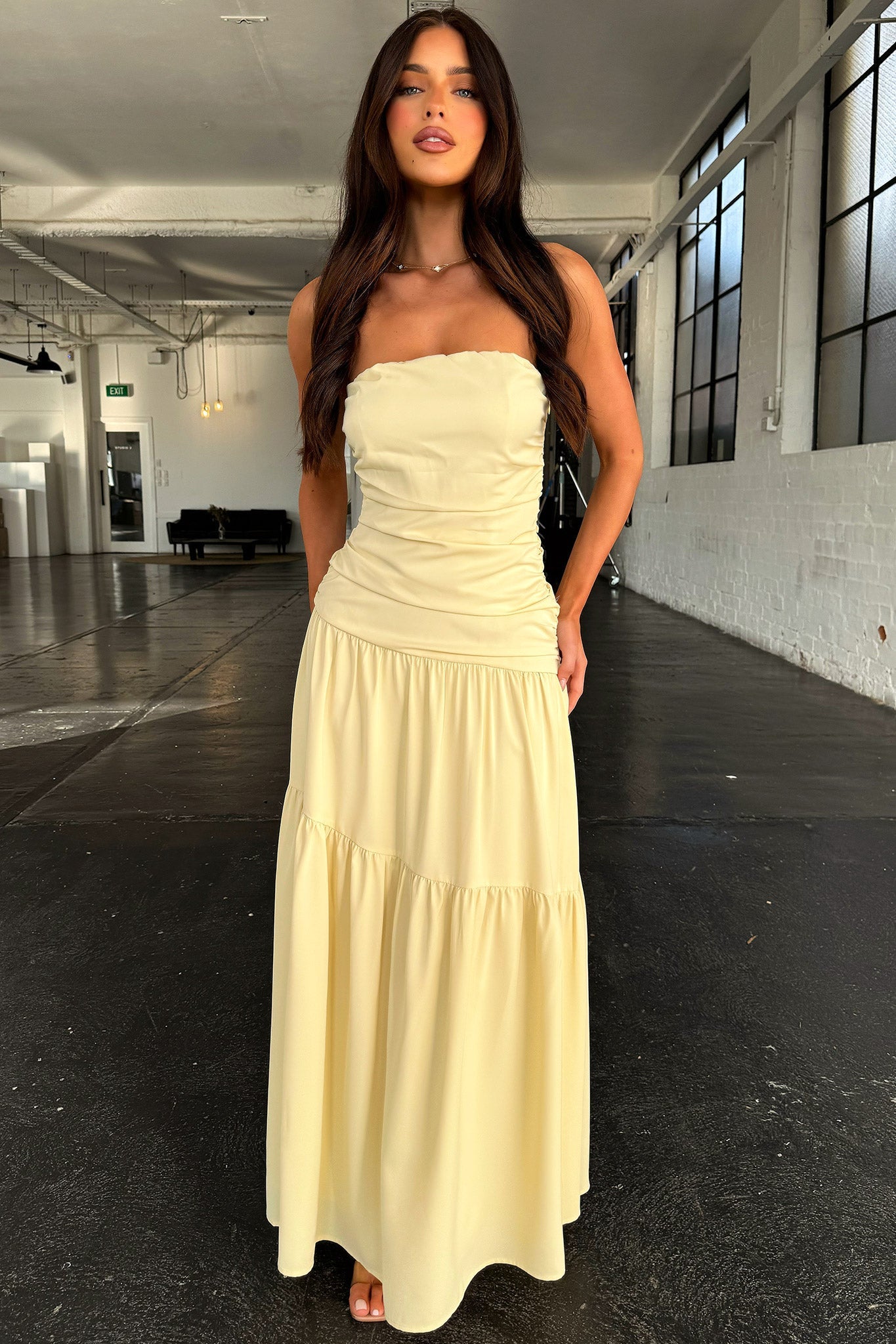 Charlotte Strapless Maxi Dress - Żółta