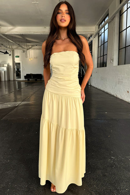 Charlotte Strapless Maxi Dress - Żółta