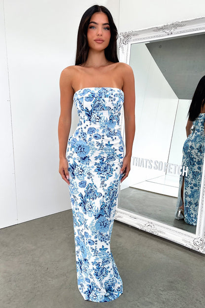 Charms Maxi Dress - Kwiatowa Niebieska