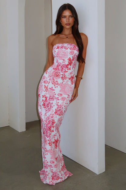 Charms Maxi Dress - Kwiatowa Różowa