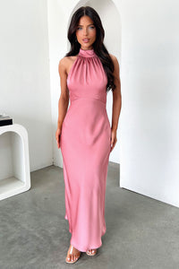 Daphne High Neck Maxi Dress - Różana
