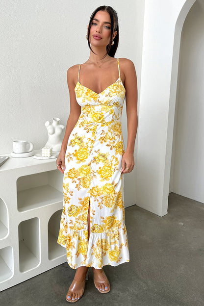 Dilara Maxi Dress - Kwiatowa Żółta