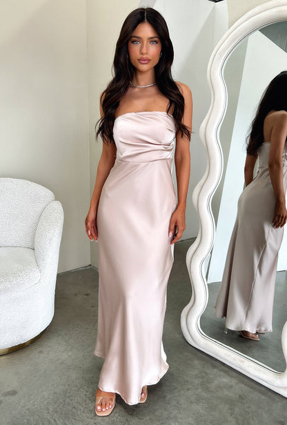 Elio Strapless Satin Maxi Dress - Szampańska