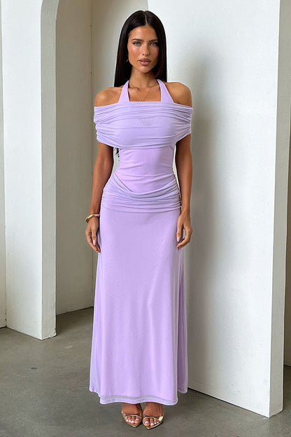 Ellie Halter Neck Maxi Dress - Fioletowa