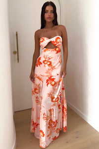 Giada Maxi Dress - Kwiatowa Pomarańczowa
