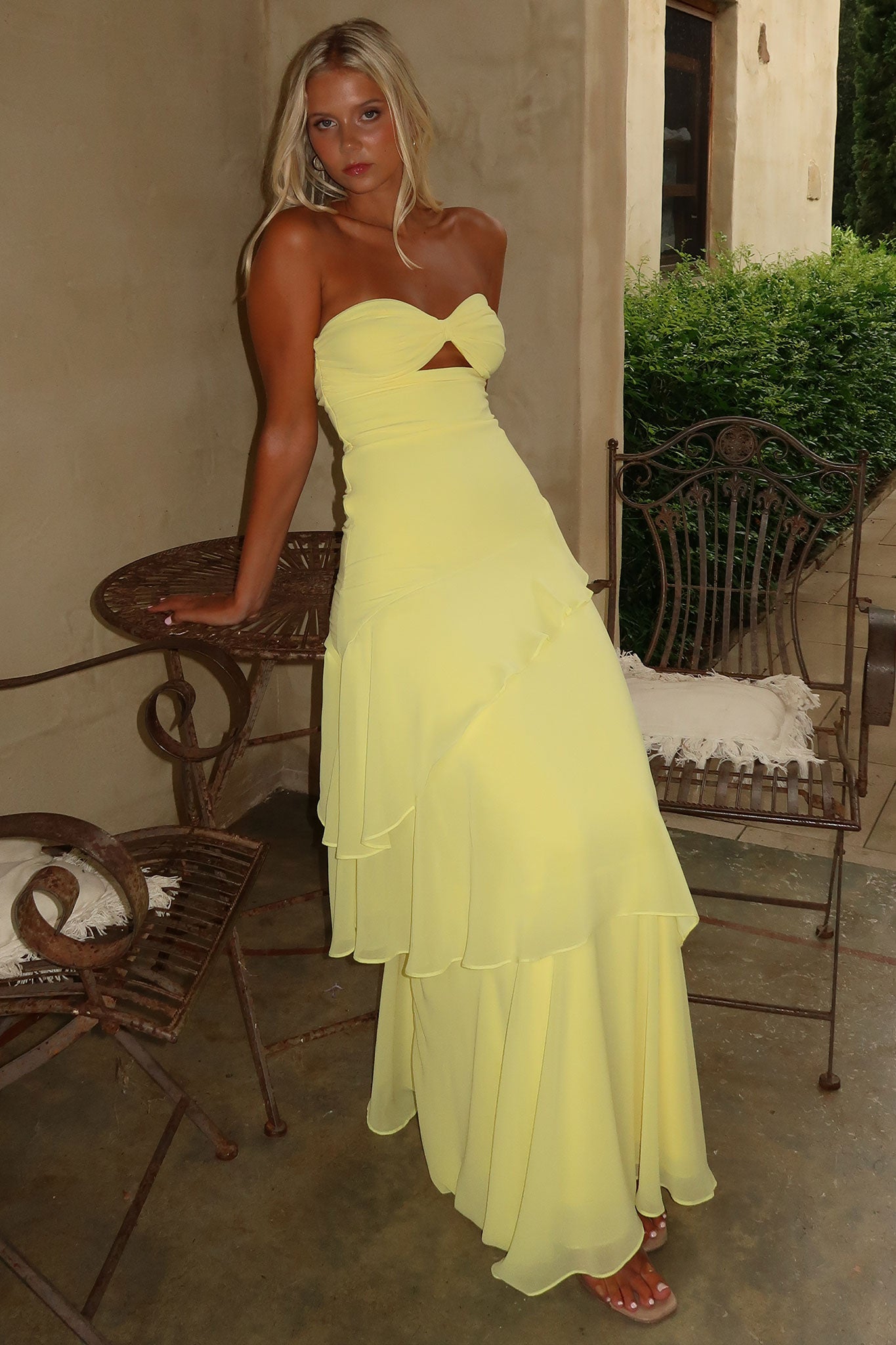 Gretta Strapless Maxi Dress - Żółta