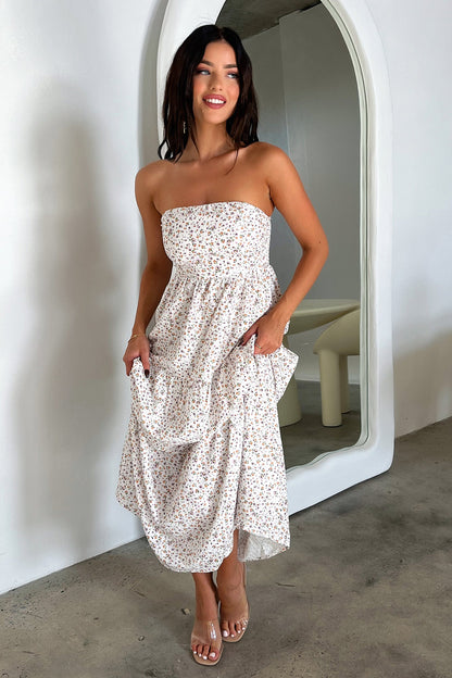 Hailey Maxi Dress - Kwiatowa Biała