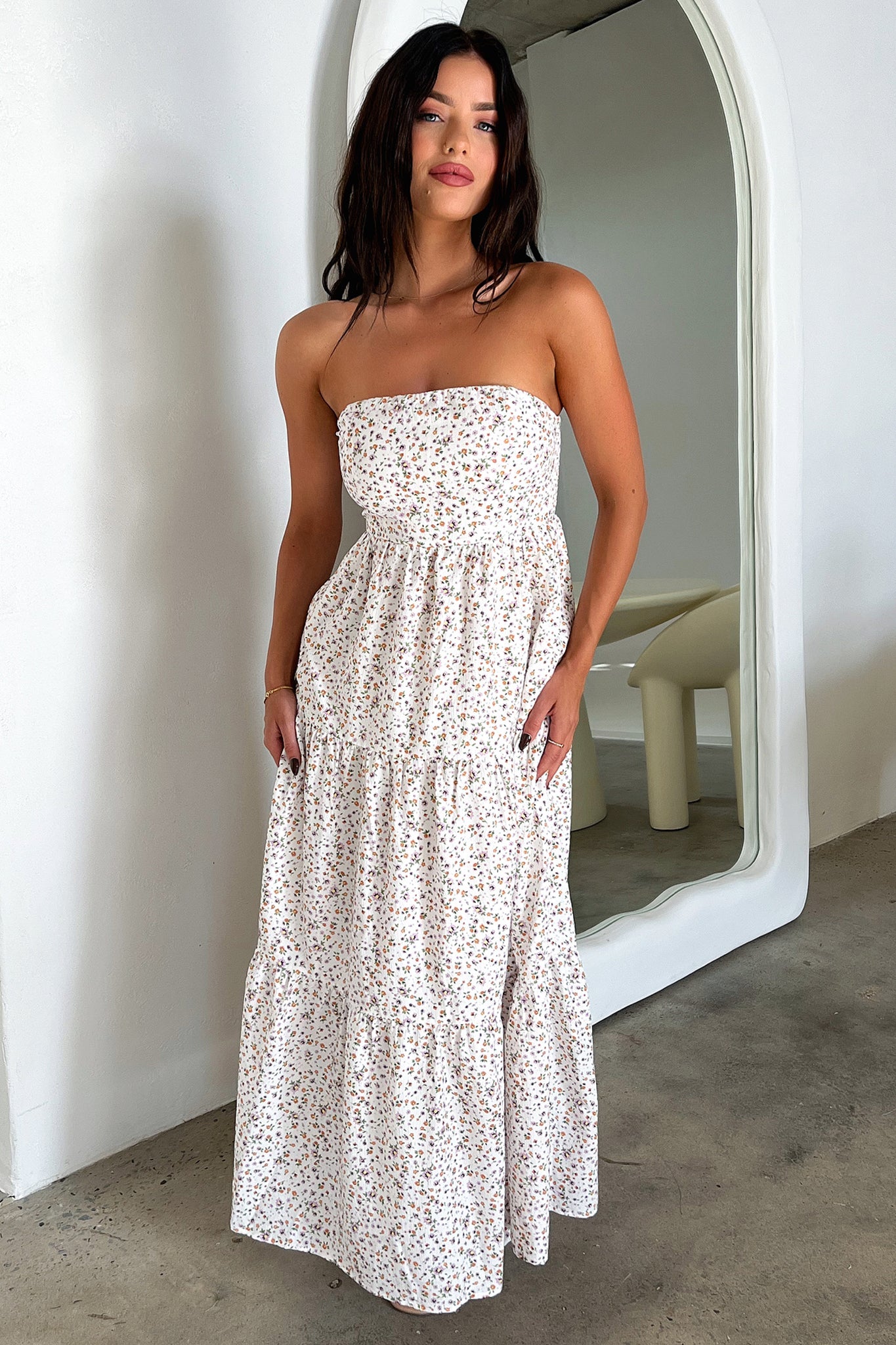 Hailey Maxi Dress - Kwiatowa Biała