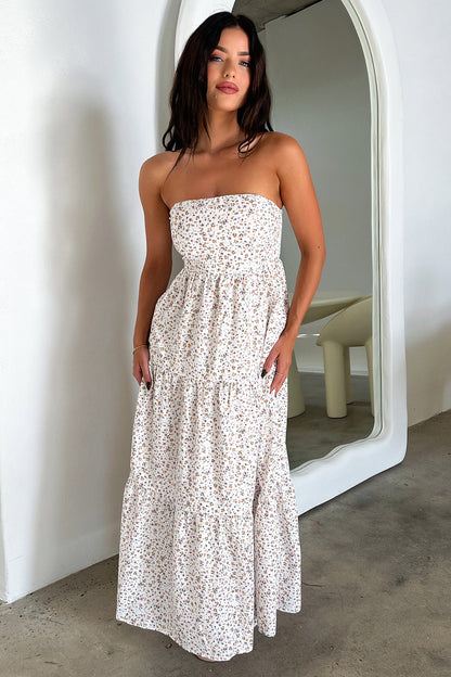 Hailey Maxi Dress - Kwiatowa Biała