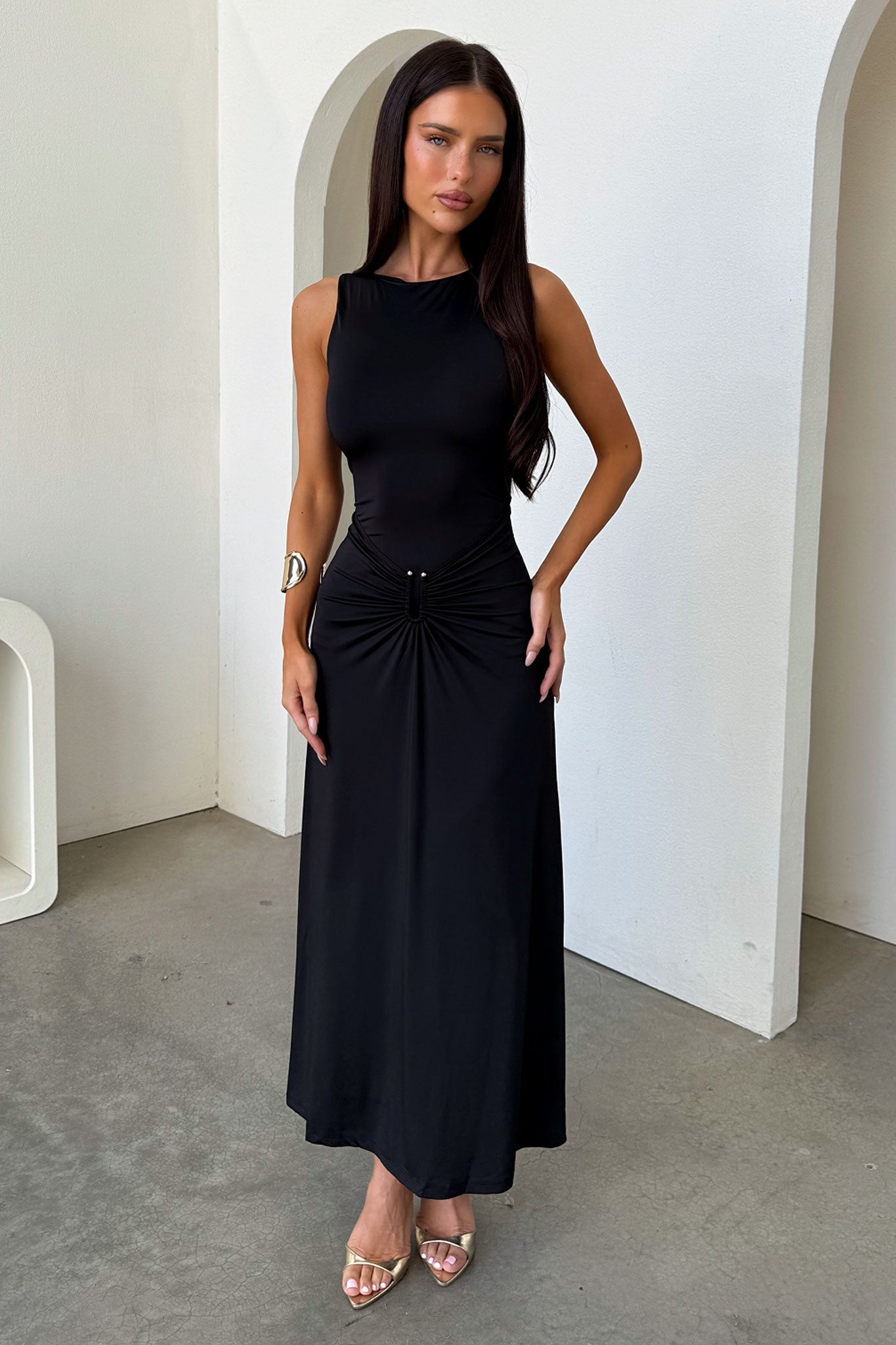 Henrietta Sleeveless Maxi Dress - Czarna