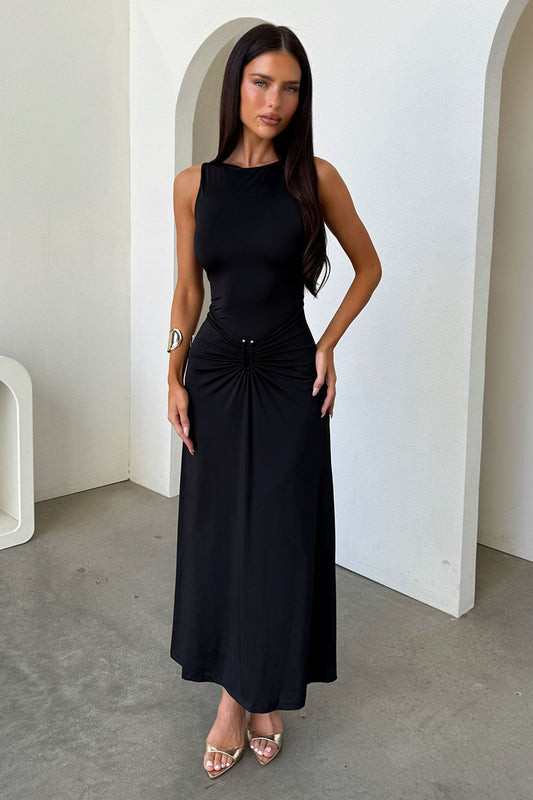 Henrietta Sleeveless Maxi Dress - Czarna