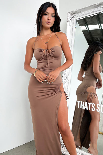 Imana Maxi Dress - Brązowa