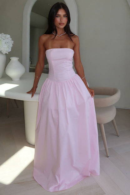 Iridessa Strapless Maxi Dress - Pudrowy Róż