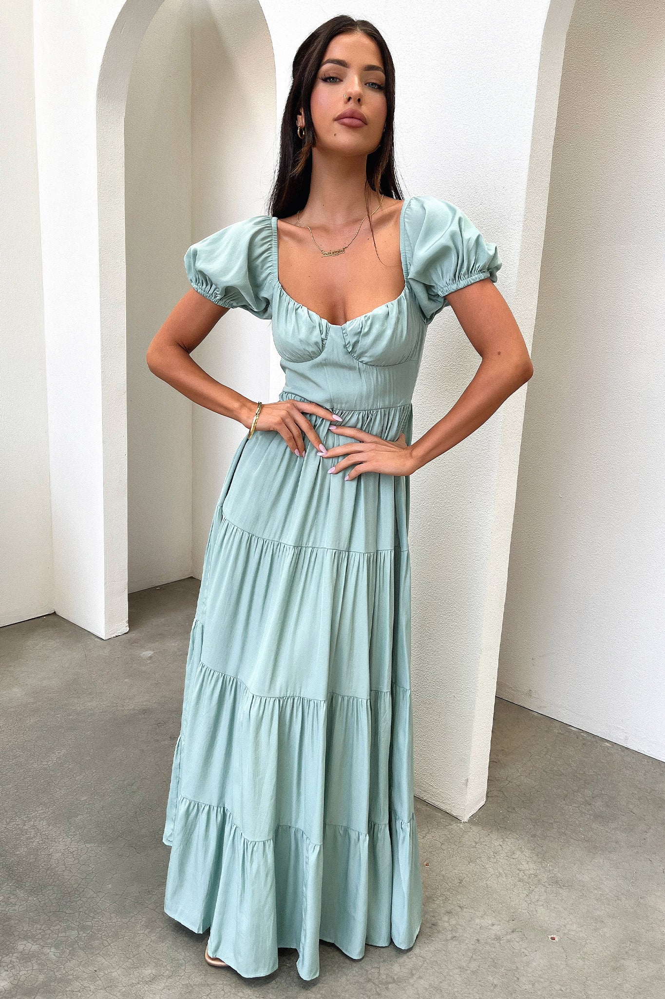Levona Maxi Dress - Szałwiowa