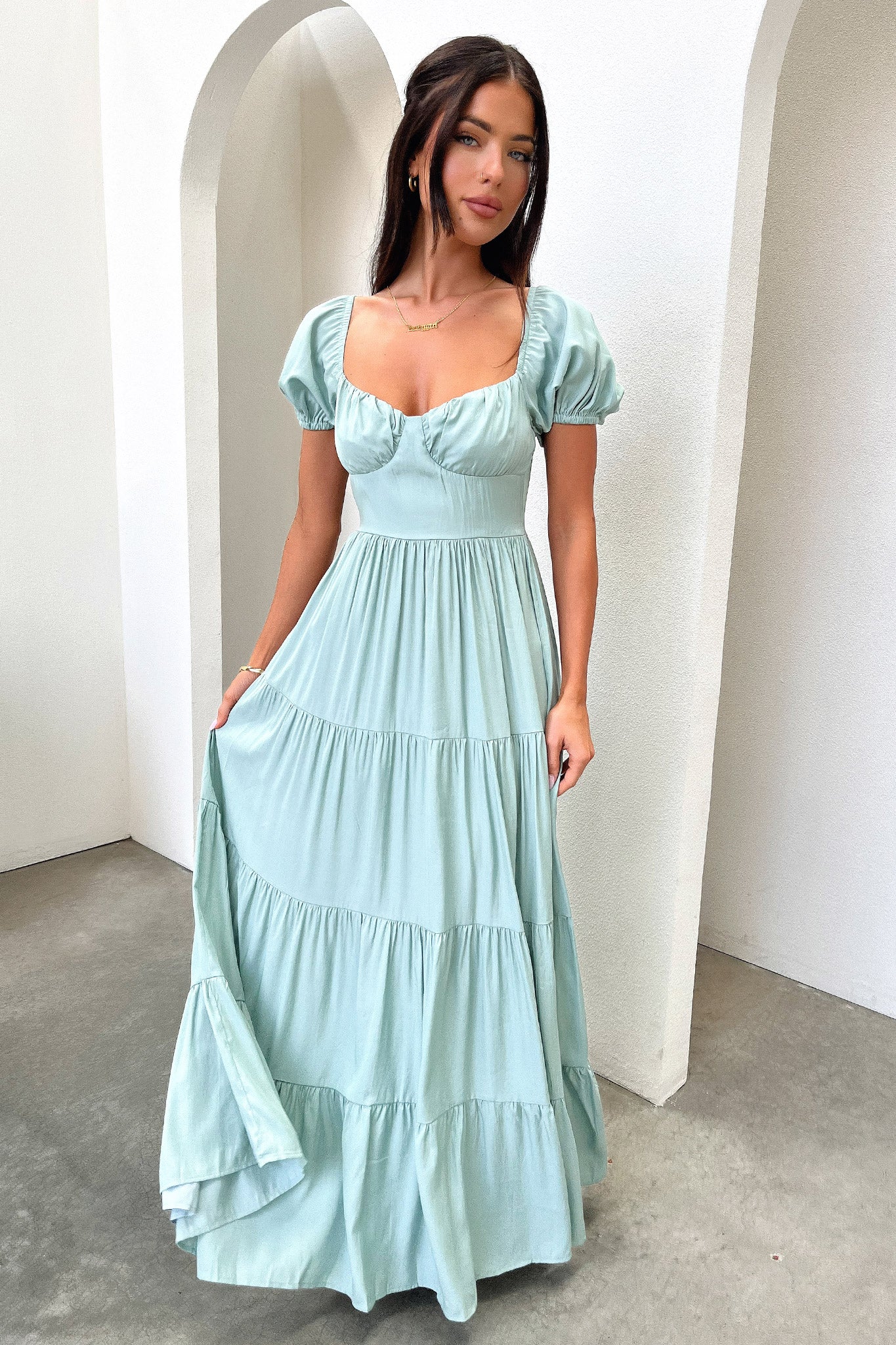 Levona Maxi Dress - Szałwiowa
