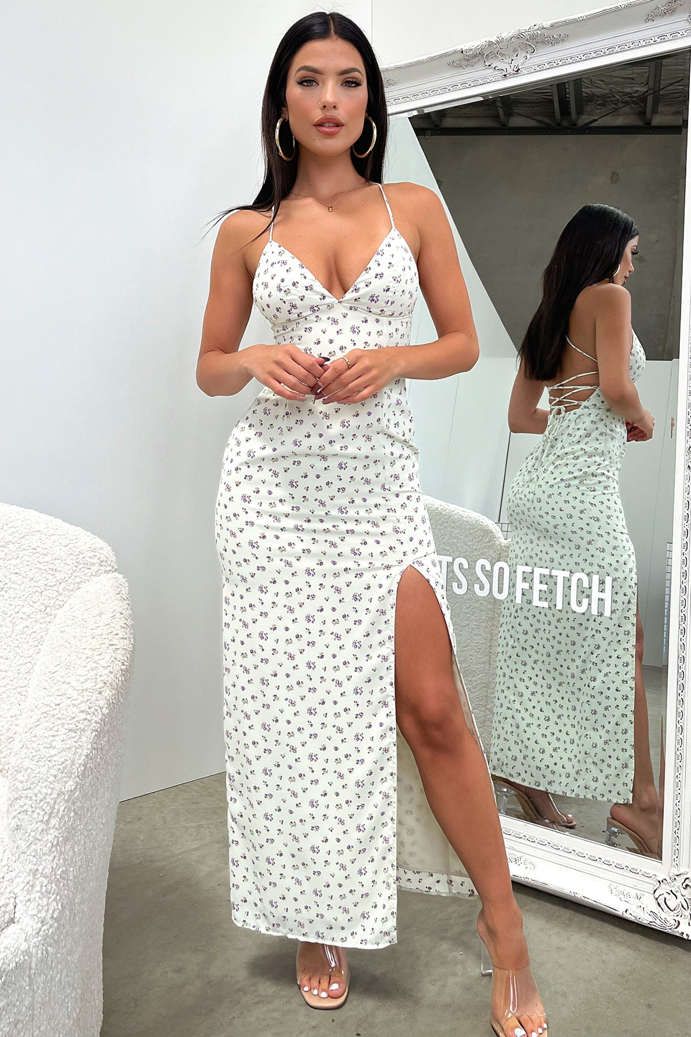 Kels Maxi Dress - Kwiatowa Fioletowa