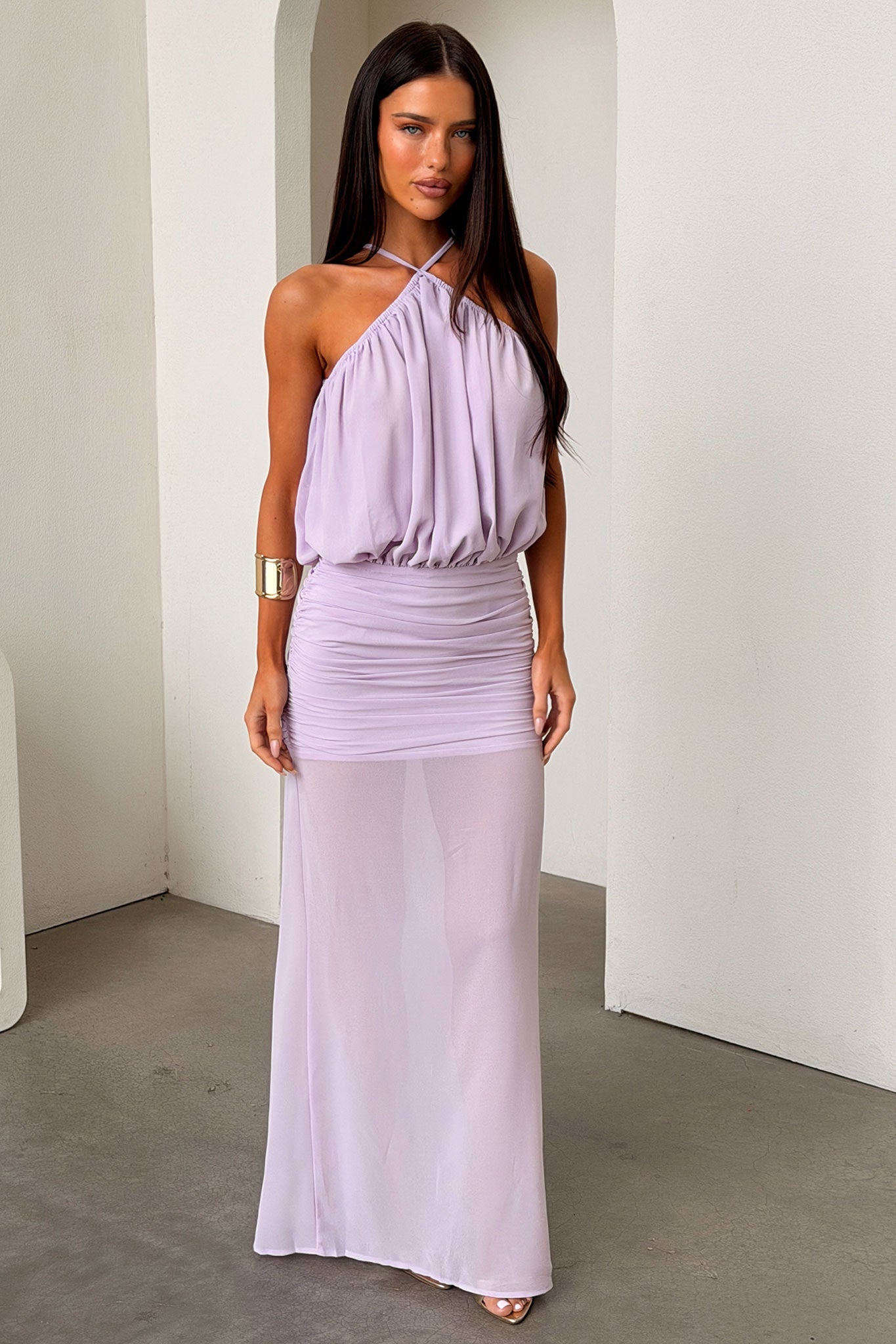 Milly Halter Neck Maxi Dress - Fioletowa