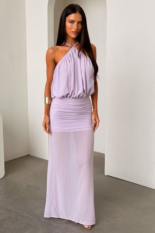 Milly Halter Neck Maxi Dress - Fioletowa