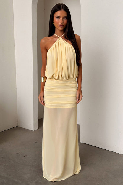 Milly Halter Neck Maxi Dress - Żółta