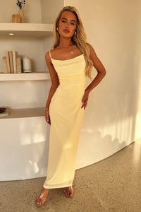 Nadine Lace-Up Back Maxi Dress - Żółta