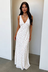 Naf V-Neck Maxi Dress - Kwiatowa Różana