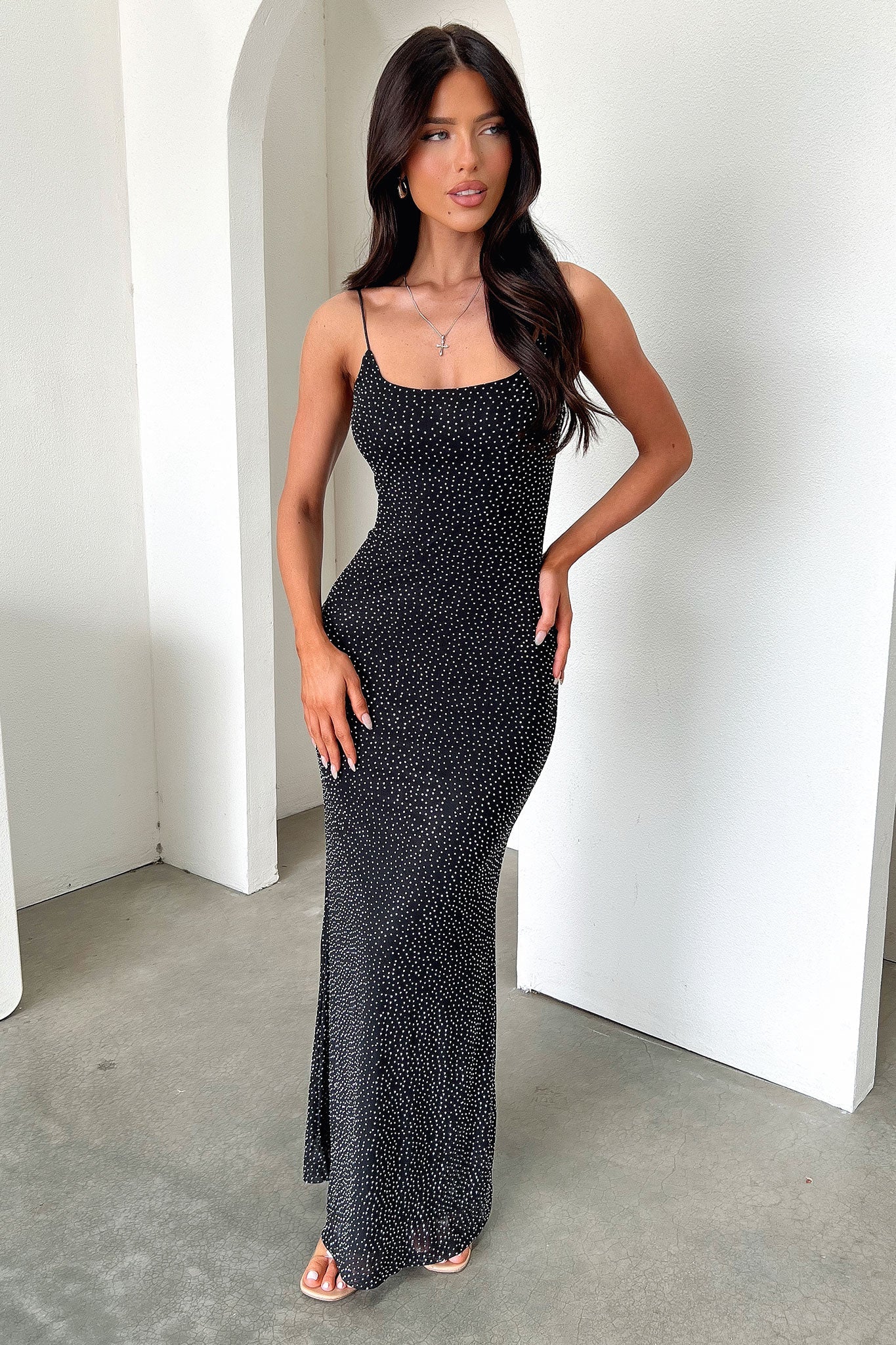 Nalani Embellished Maxi Dress - Czarna