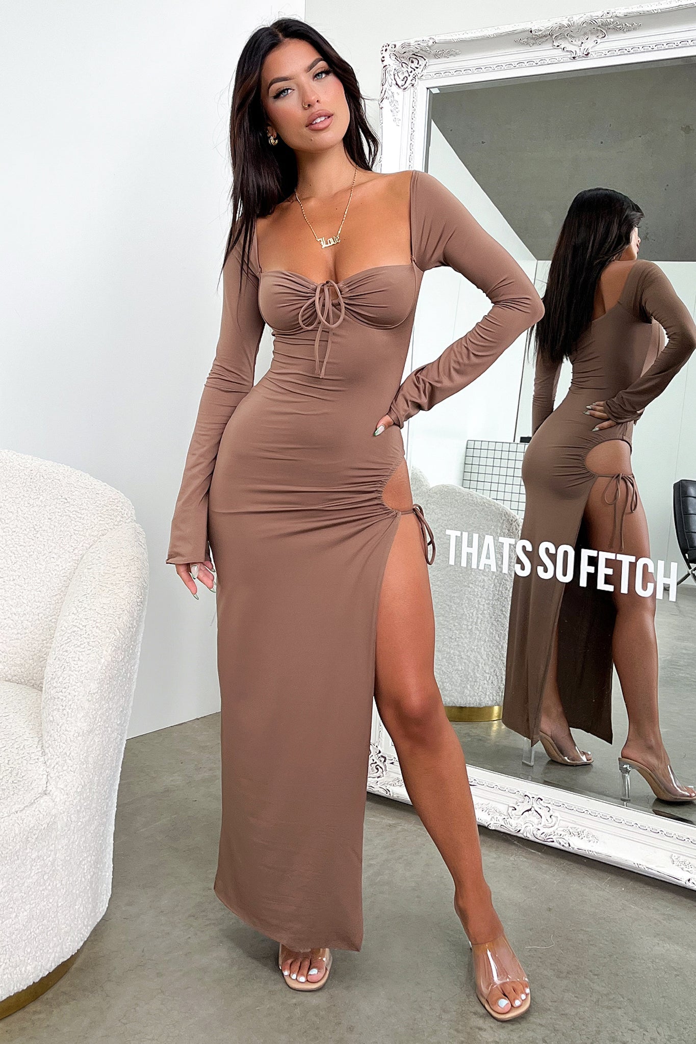 Noor Maxi Dress - Brązowa