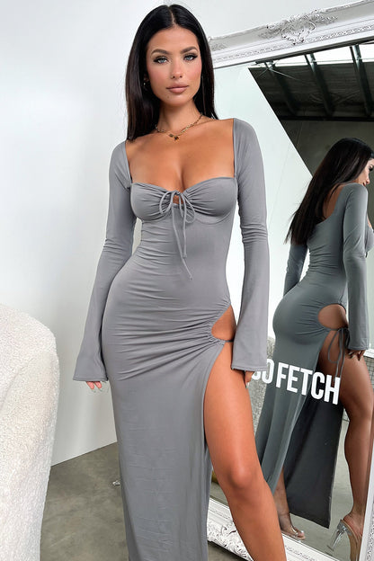 Noor Maxi Dress - Szara