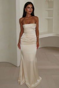 Ophelia Strapless Embellished Satin Maxi Dress - Szampańska