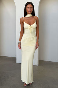 Rosie Mesh Maxi Dress - Jasnożółta