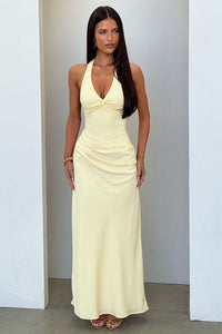 Sable Halter Neck Lace Maxi Dress - Żółta