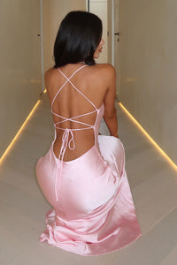 Starlette Cowl Neck Satin Maxi Dress - Różowa