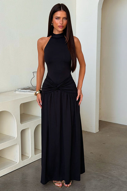Tallulah High Neck Maxi Dress - Czarna