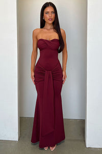 Taryn Strapless Maxi Dress - Bordowa