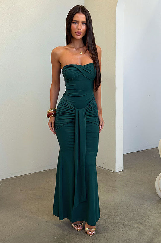 Taryn Strapless Maxi Dress - Szmaragdowa