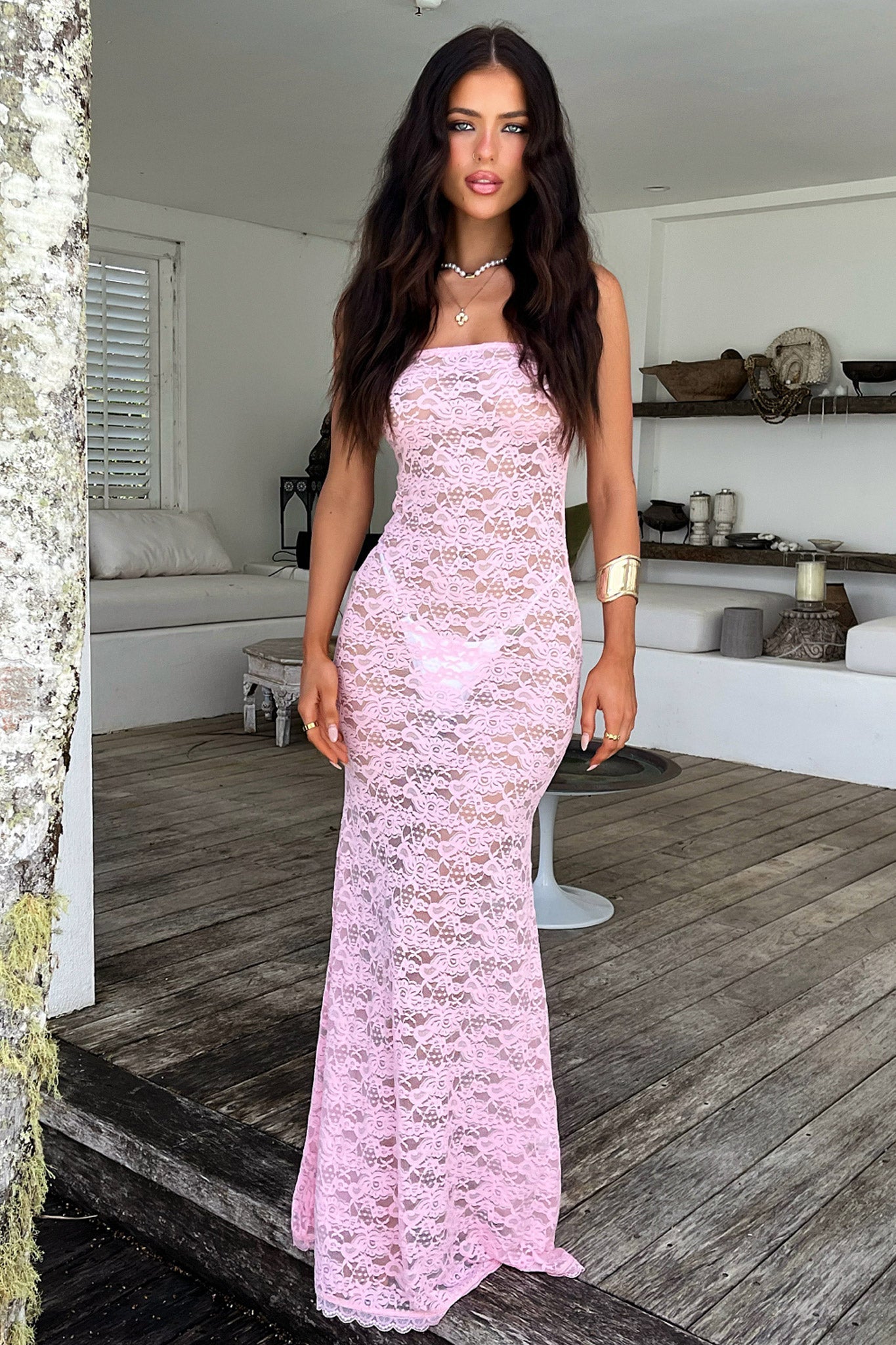 Veradi Maxi Dress - Pudrowy Róż